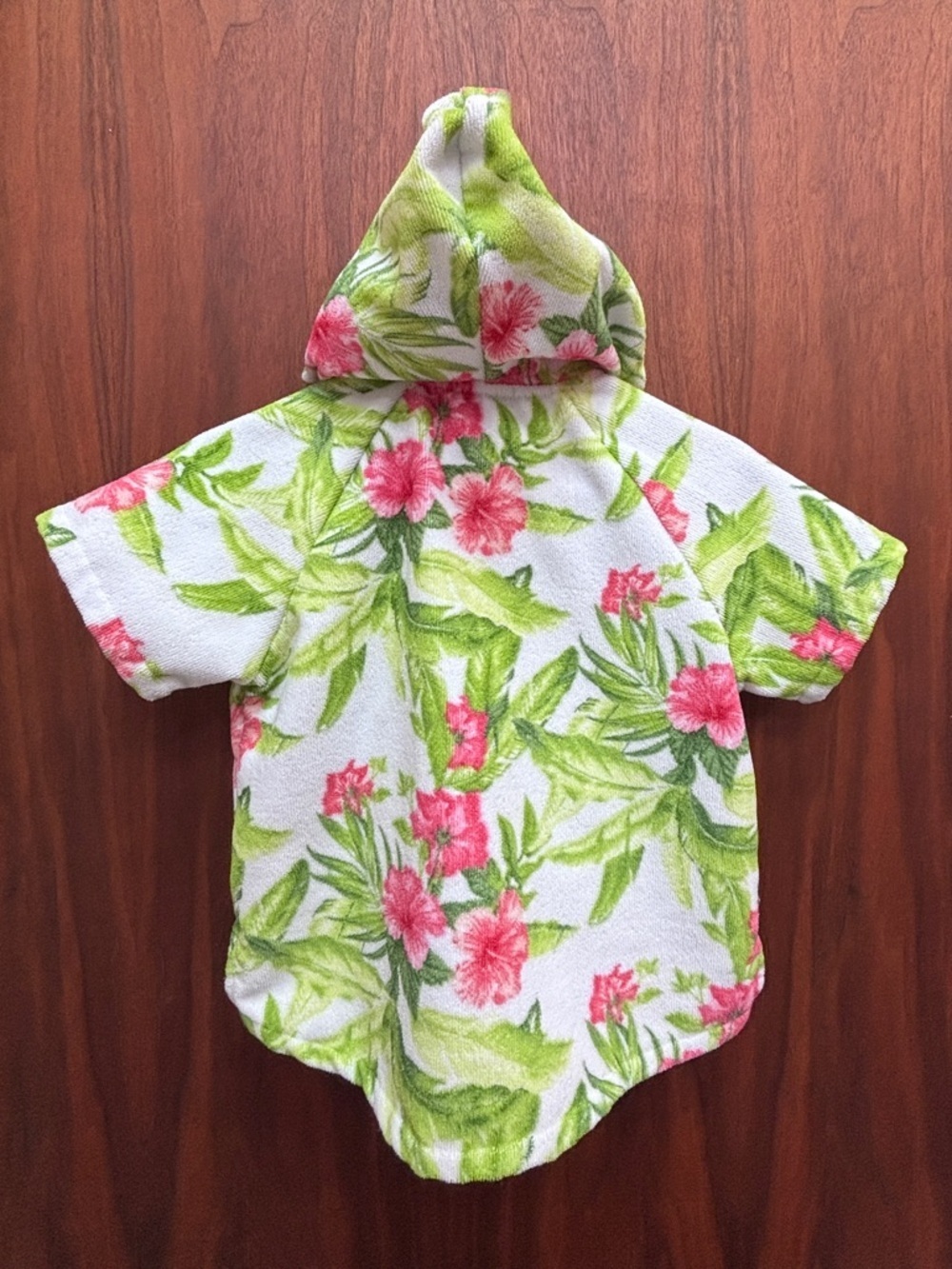 Tommy Bahama Golden Logo Hooded Towel Jacket w Pink Flowers & Lime Accents, EUC - Picture 11 of 12